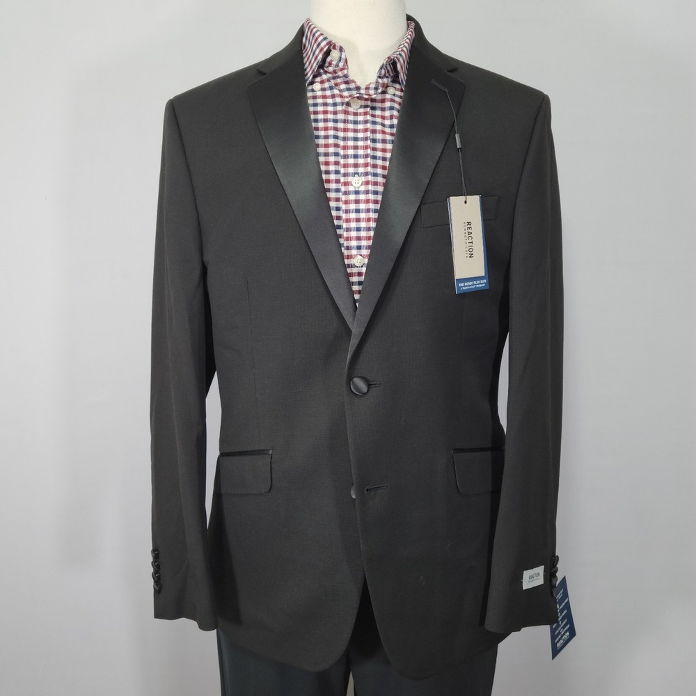 Kenneth Cole Reaction Men's Sport Coat Blazer Two Button Black Stretch 36S NEW